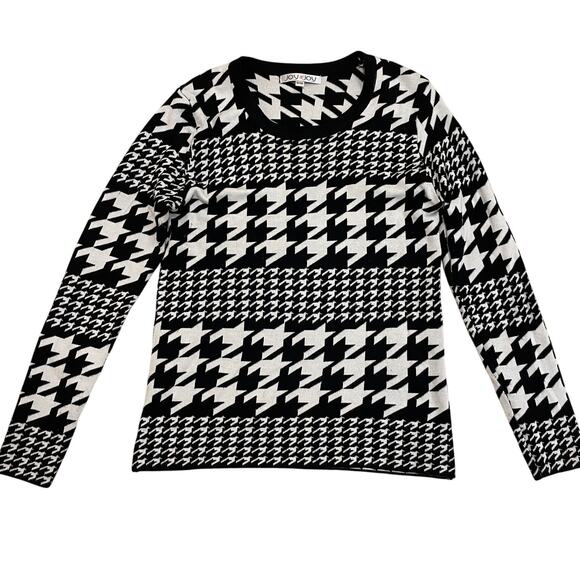 Joy Joy S/M Sweater Set | Houndstooth Print, Stretch Knit Streetwear, Skirt, Top - Picture 2 of 5